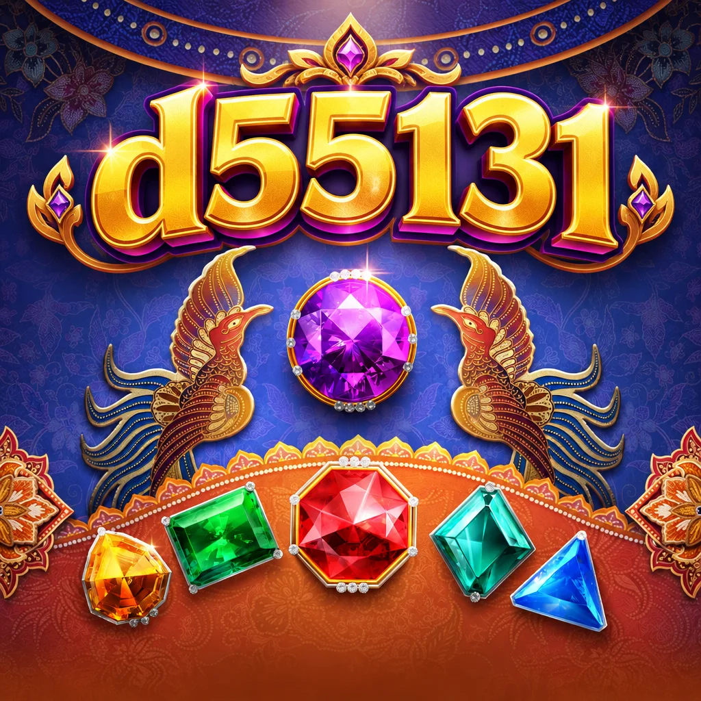 ภาพเกม Garuda Gems บน d55131 แสดงอัญมณีหลากสีสันและนกครุฑคู่สีทองบนพื้นหลังลวดลายไทยประณีต